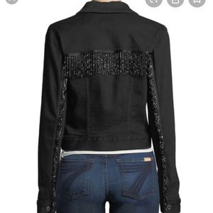 7 for All Mankind Cropped Denim Beaded Jacket NWT
